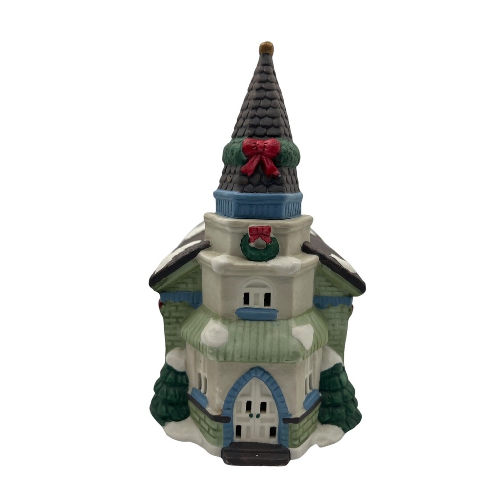Trim A Home Light Up Christmas Village Porcelain Church Building Vintage w/ Box